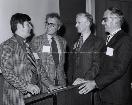 The first Southern New Brunswick Municipalities Conference, the four key-note speakers: Dan Skaling, R. Gordon Baird, Edis A. Flewwelling and Frank H. Ryder. PR; Series 1; Sub-series 5. Item 6812